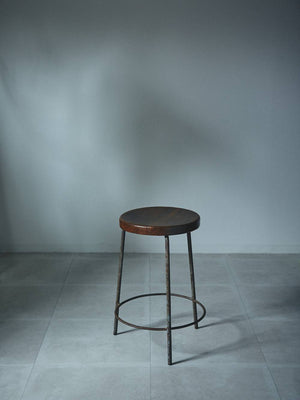 Round Stool with Iron Legs