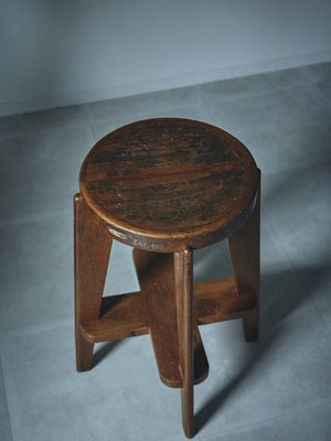 Round Stool with wooden legs