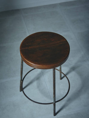 Round Stool with Iron Legs